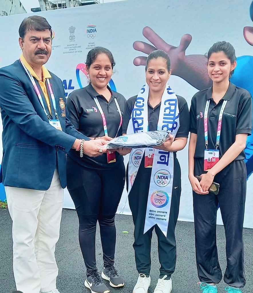 Felicitated by Mr. D.K. Singh, Indian Olympic Association - Member of Finance Committee & Secretary General, Uttarakhand Olympic Association